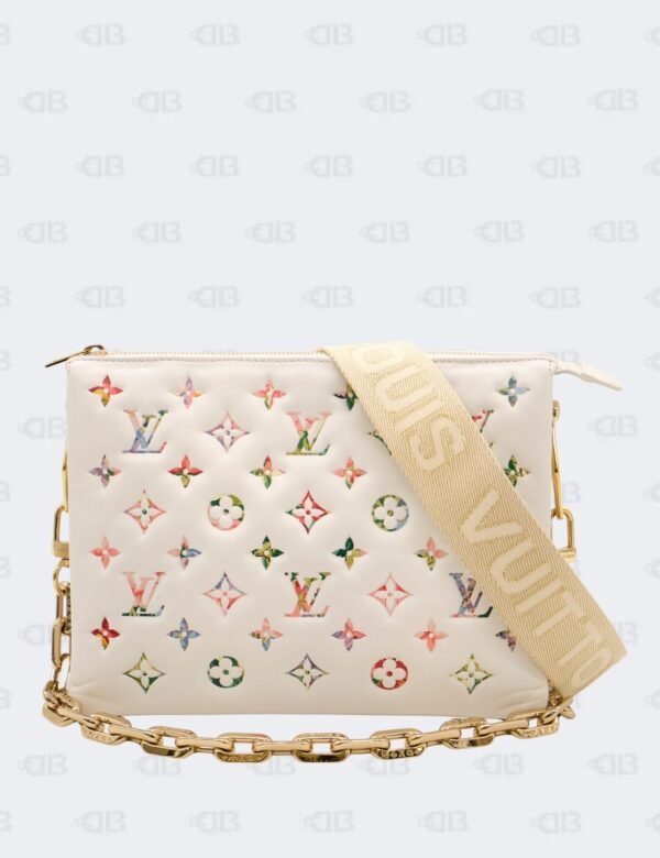 Louis Vuitton White Garden Multicolored Floral Coussin PM Monogram Embossed Shoulder Bag