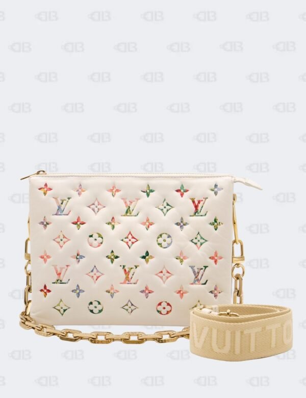 Louis Vuitton White Garden Multicolored Floral Coussin PM Monogram Embossed Shoulder Bag