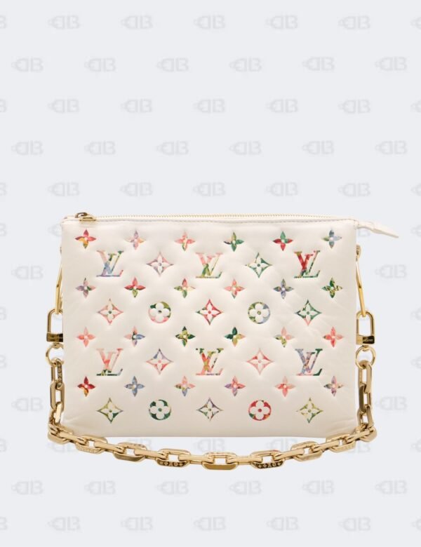 Louis Vuitton White Garden Multicolored Floral Coussin PM Monogram Embossed Shoulder Bag