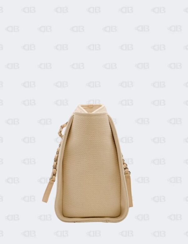 Chanel Cream Deauville Fabric Medium Tote Bag