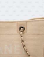 Chanel Cream Deauville Fabric Medium Tote Bag