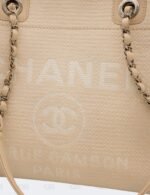 Chanel Cream Deauville Fabric Medium Tote Bag