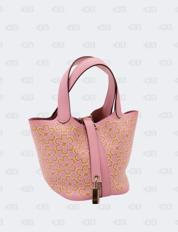 Hèrmes Lucky Daisy Picotin 14 in Mauve Slyvestre Swift Leather with Palladium Hardware