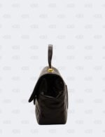 Chanel Black Quilted Calfskin Leather Gold Bar Flap Top Handle