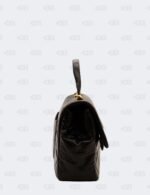 Chanel Black Quilted Calfskin Leather Gold Bar Flap Top Handle