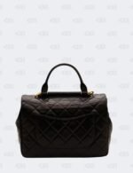 Chanel Black Quilted Calfskin Leather Gold Bar Flap Top Handle