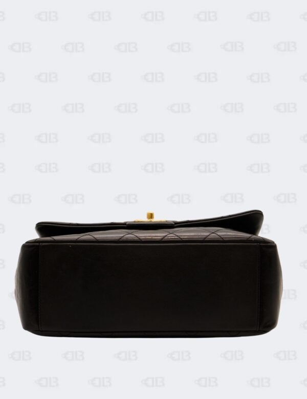 Chanel Black Quilted Calfskin Leather Gold Bar Flap Top Handle