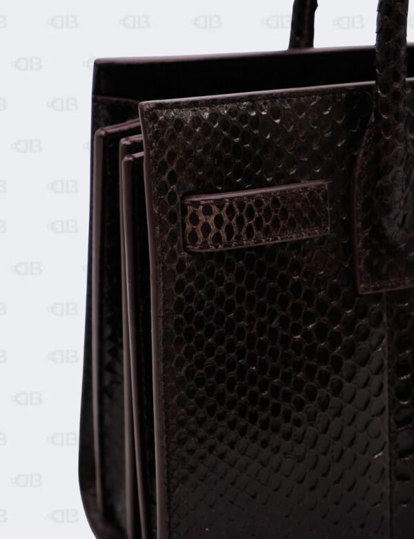 YSL Dark Brown Python Nano Sac De Jour