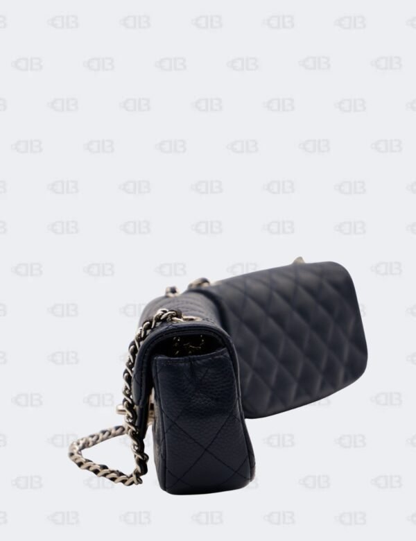 Chanel Navy Blue Quilted Caviar Leather Mini Twin Classic Flap Bag