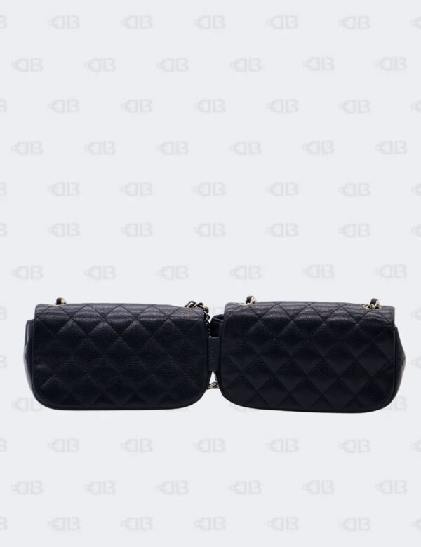 Chanel Navy Blue Quilted Caviar Leather Mini Twin Classic Flap Bag