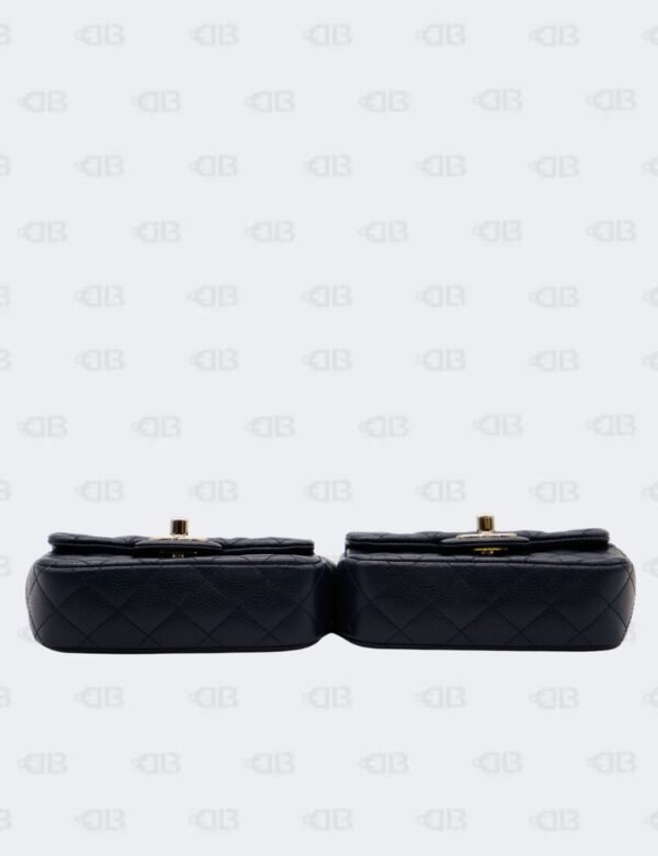 Chanel Navy Blue Quilted Caviar Leather Mini Twin Classic Flap Bag