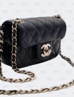 Chanel Navy Blue Quilted Caviar Leather Mini Twin Classic Flap Bag