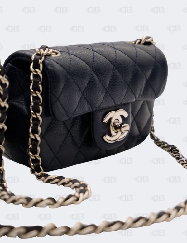 Chanel Navy Blue Quilted Caviar Leather Mini Twin Classic Flap Bag