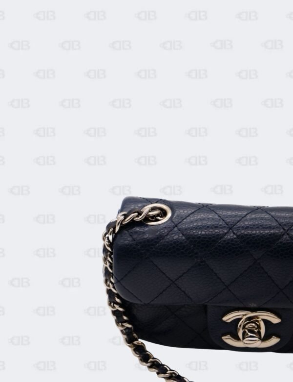 Chanel Navy Blue Quilted Caviar Leather Mini Twin Classic Flap Bag