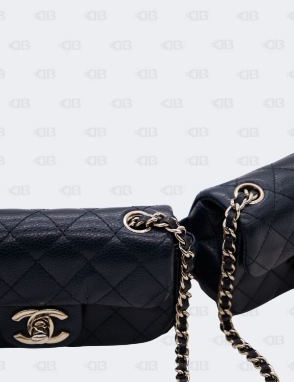 Chanel Navy Blue Quilted Caviar Leather Mini Twin Classic Flap Bag