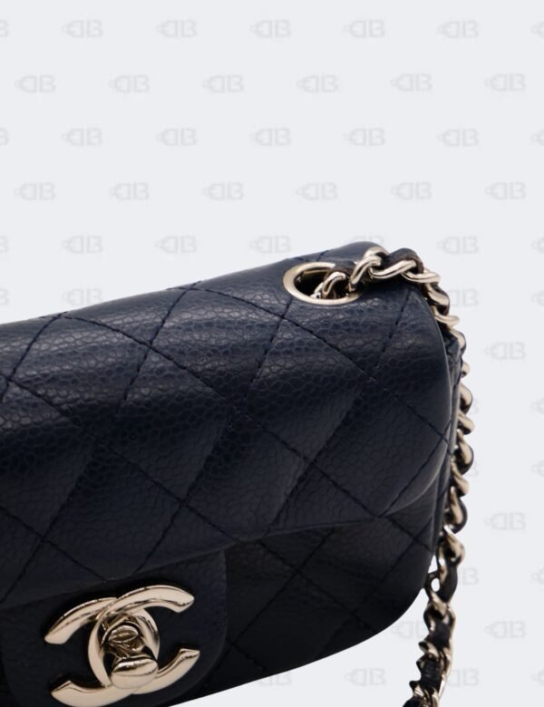 Chanel Navy Blue Quilted Caviar Leather Mini Twin Classic Flap Bag