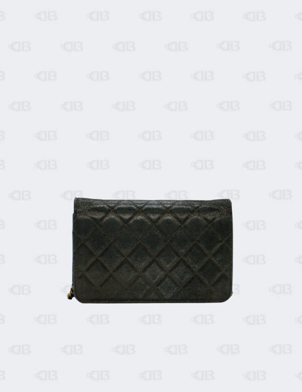 Chanel Metallic Black Iridescent Canvas Edinburg Wallet On Chain