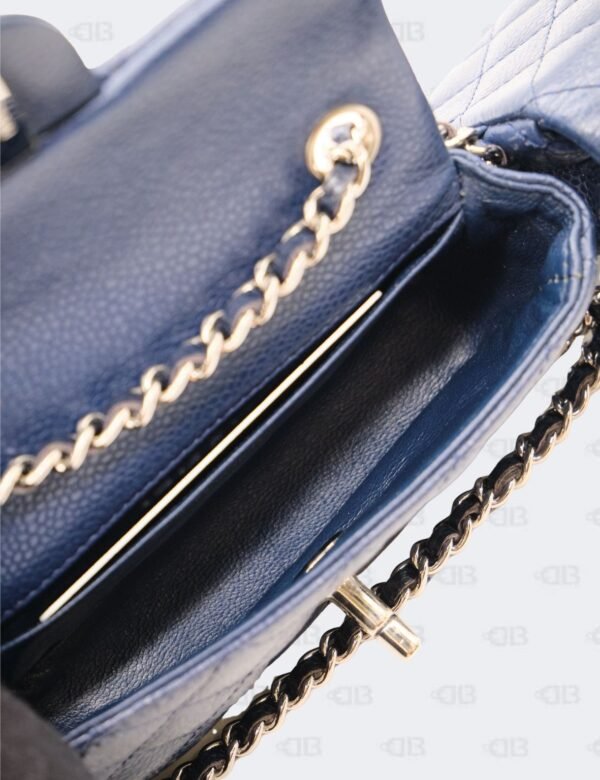 Chanel Navy Blue Quilted Caviar Leather Mini Twin Classic Flap Bag