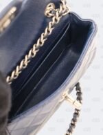 Chanel Navy Blue Quilted Caviar Leather Mini Twin Classic Flap Bag
