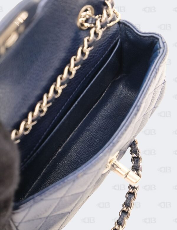 Chanel Navy Blue Quilted Caviar Leather Mini Twin Classic Flap Bag