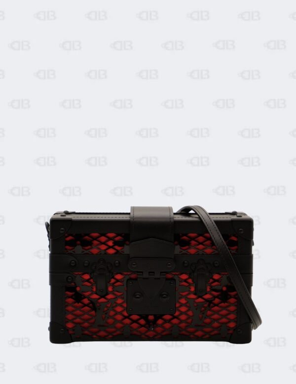 Louis Vuitton Black/Red Patent Monogram Lace Petite Malle