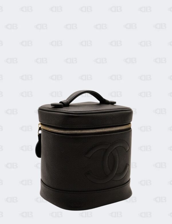 Chanel CC Black Caviar Leather Vanity Case