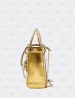 Christian Dior Mini Metallic Gold Python Leather Lady Dior Bag