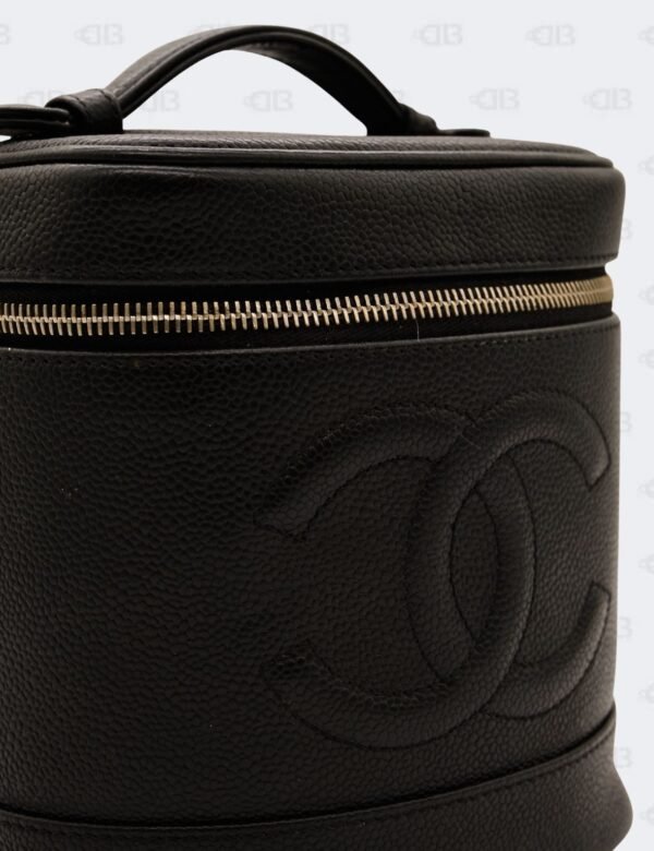 Chanel CC Black Caviar Leather Vanity Case