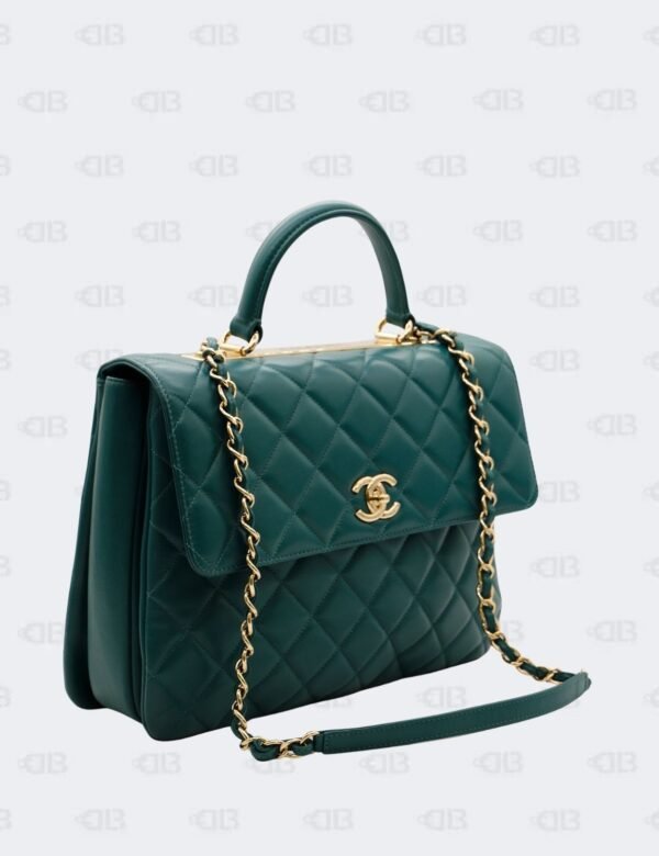 Chanel Teal Green Quilted Lambskin Leather Trendy CC Flap Bag