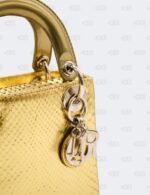 Christian Dior Mini Metallic Gold Python Leather Lady Dior Bag