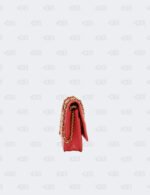 Chanel Coral Red Quilted Caviar Classic Wallet On Chain