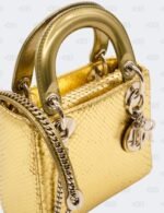 Christian Dior Mini Metallic Gold Python Leather Lady Dior Bag