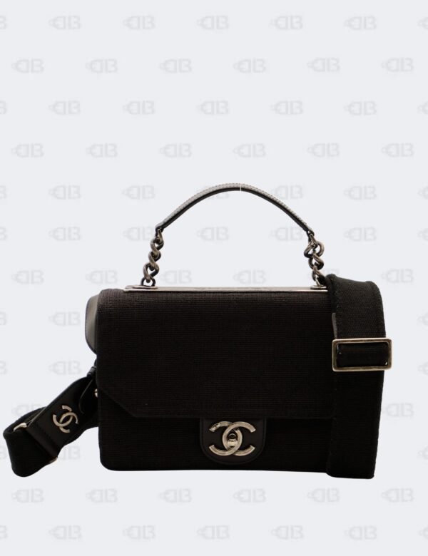 Chanel Black Quilted Canvas and Leather CC Flap Shoulder Bag