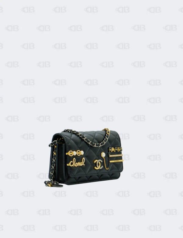 Chanel Black Coco Clip Wallet On Chain