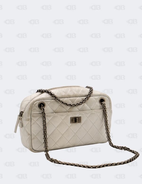 Chanel Metallic SIlver Quilted Leather Camera Bag