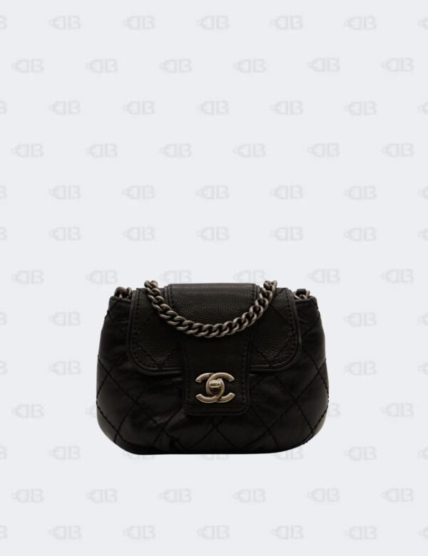 Chanel Black Calfskin/Caviar Leather Mini Bubble Graphic Messenger Bag