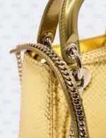 Christian Dior Mini Metallic Gold Python Leather Lady Dior Bag