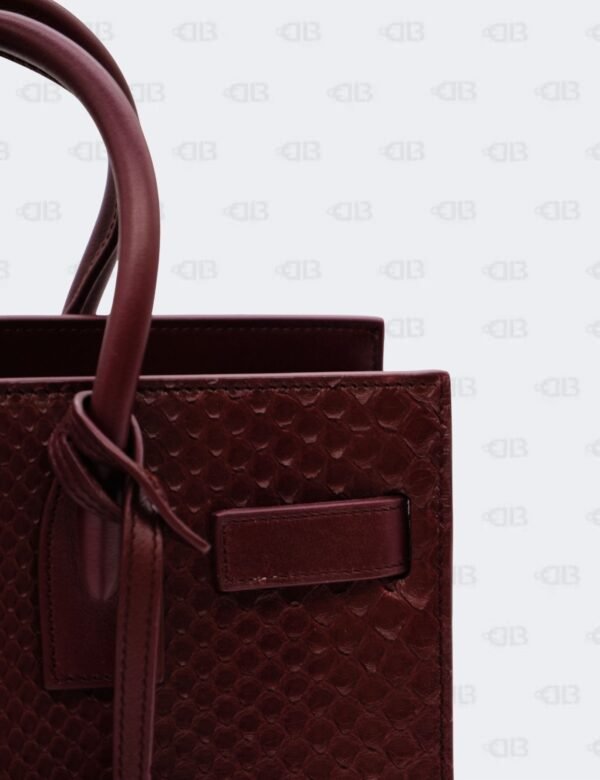 YSL Dark Red Snakeskin Nano Sac De Jour