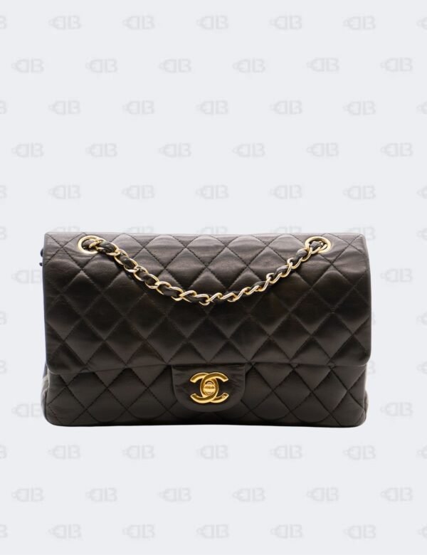 Chanel Black Quilted Lambskin Leather Medium Classic Double Flap Bag