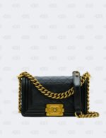 Chanel Black Quilted Calfskin Leather Small Boy Flap Bag