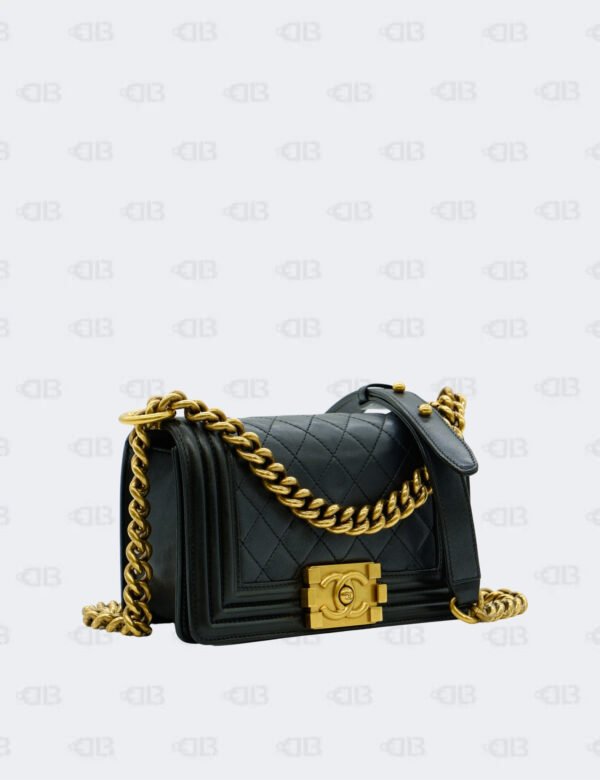 Chanel Black Quilted Calfskin Leather Small Boy Flap Bag