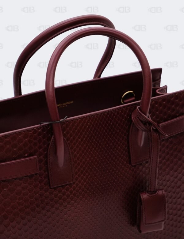 YSL Dark Red Snakeskin Nano Sac De Jour