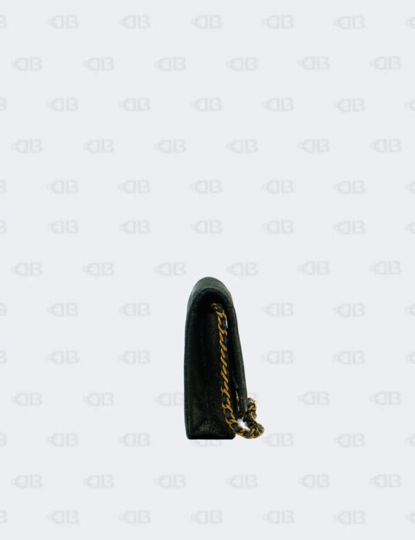 Chanel Metallic Black Iridescent Canvas Edinburg Wallet On Chain