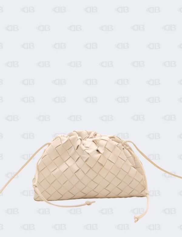 Bottega Veneta White Intrecciato The Mini Pouch Clutch Bag