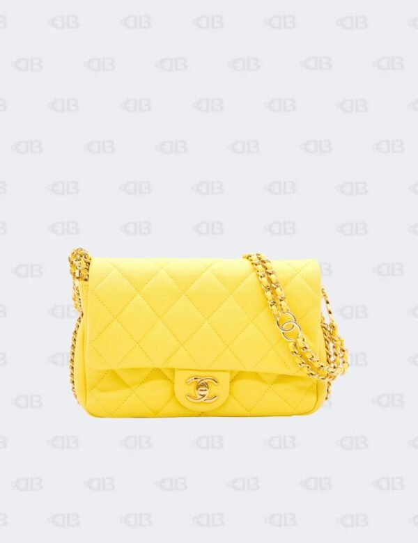 Chanel 23C Neon Yellow Quilted Caviar Leather Mini Coco You Flap Bag