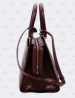 Ysl Burgundy Uptown Tote Bag In Croco - Embossed Leather