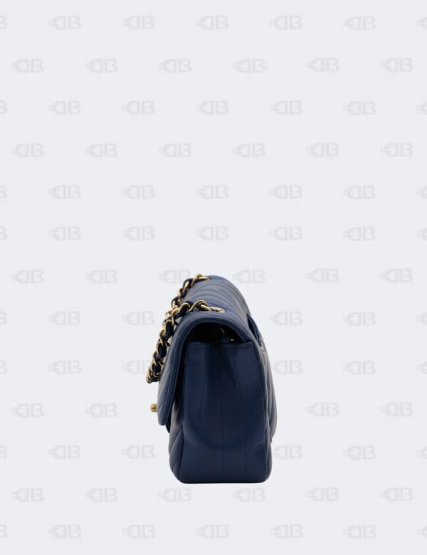 Chanel Blue Mini Rectangular Chevron Classic Single Flap Bag