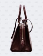 Ysl Burgundy Uptown Tote Bag In Croco - Embossed Leather