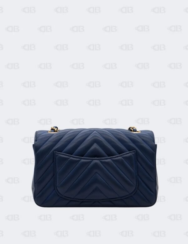 Chanel Blue Mini Rectangular Chevron Classic Single Flap Bag