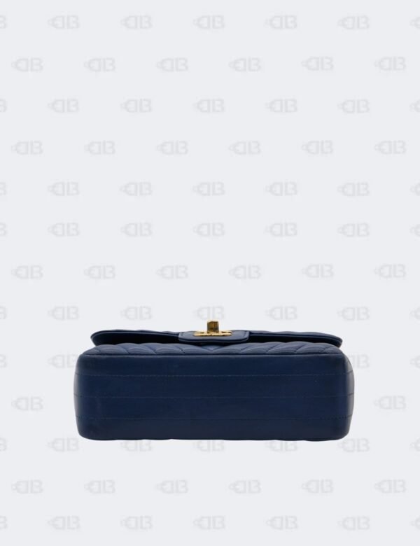 Chanel Blue Mini Rectangular Chevron Classic Single Flap Bag
